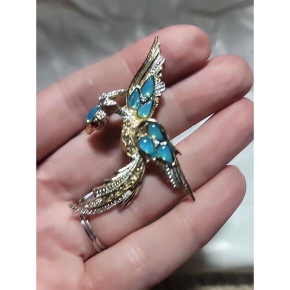 Authentic Vintage Marcel Boucher Phoenix Bird of Paradise Embedded Opal Brooch - Picture 2 of 14